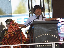 Bolivian President Evo Morales spoke at the World People's Conference on Climate Change and the Rights of Mother Earth in Cochabamba.