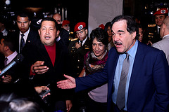Venezuelan President Hugo Chávez and director Oliver Stone at the Venezuela premiere of "South of the Border" last week.