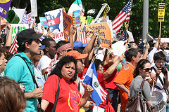 People protesting for immigration reform during a rally in Washington D.C.