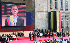Juan Manuel Santos was inaugurated as Colombia's president on Saturday.
