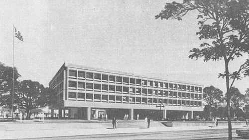 The U.S. Embassy in Montevideo after its inauguration in 1969.