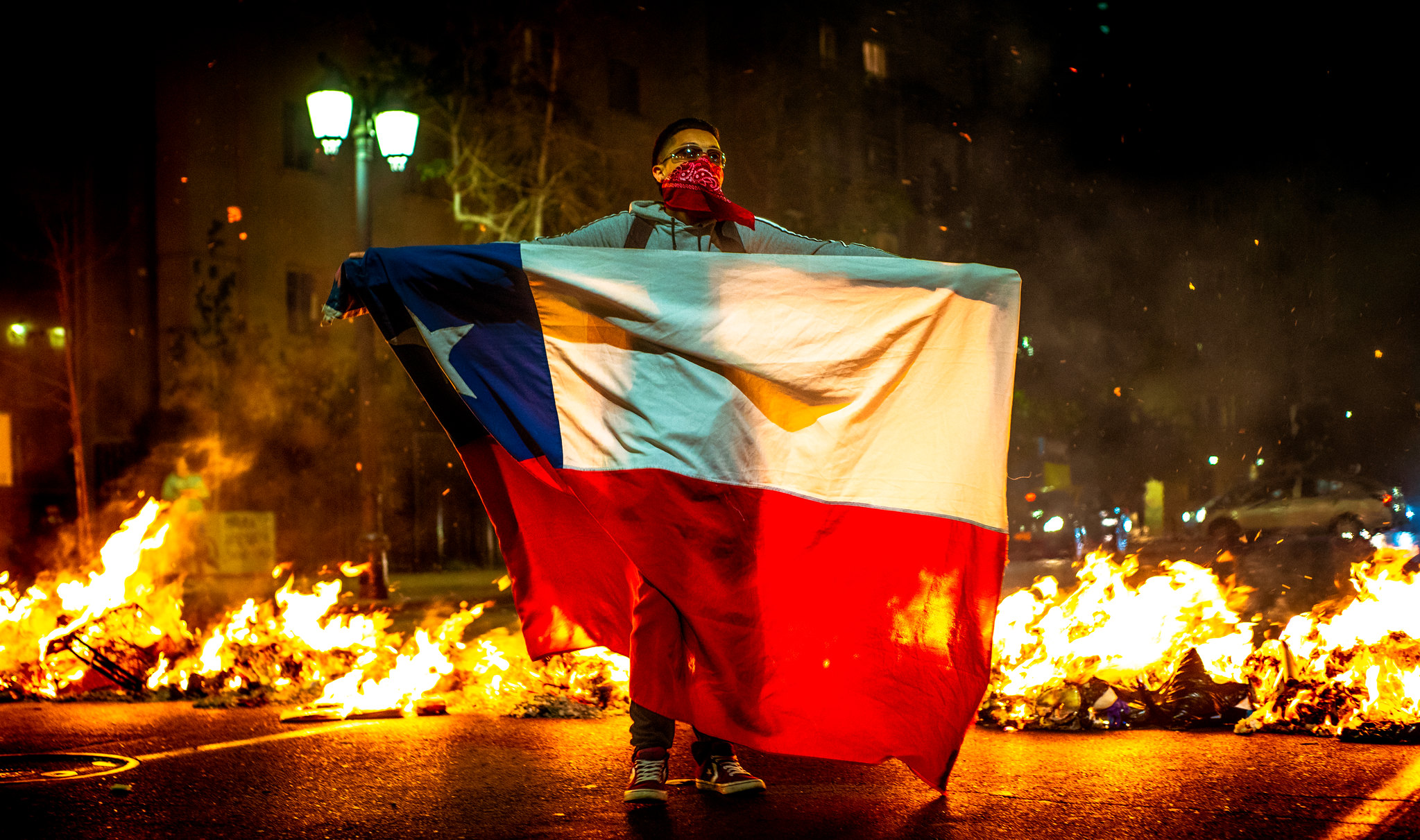 Protester in Chile, 2019